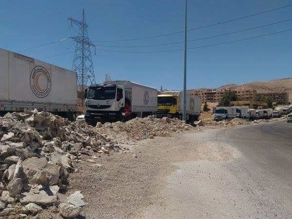 An joint UN-Syrian Red Crescent-ICRC aid convoy delivered aid to Harasta, a rebel-held Damascus suburb besieged by the Syrian government since 2013.