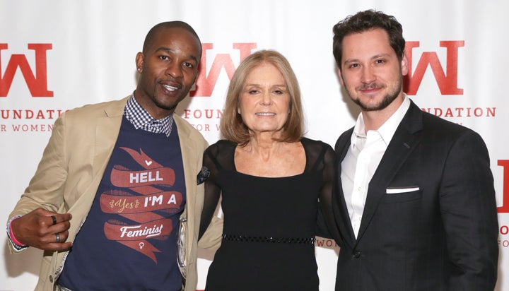 Davis with Gloria Steinem and actor Matt McGorry at the 2016 Gloria Awards. 