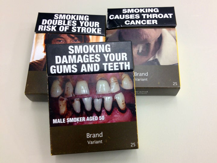 <strong>Standardised cigarette packs used in Australia where the directive has been in place since 2012</strong>