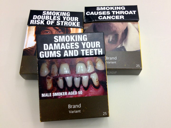 Standardised cigarette packs used in Australia where the directive has been in place since 2012