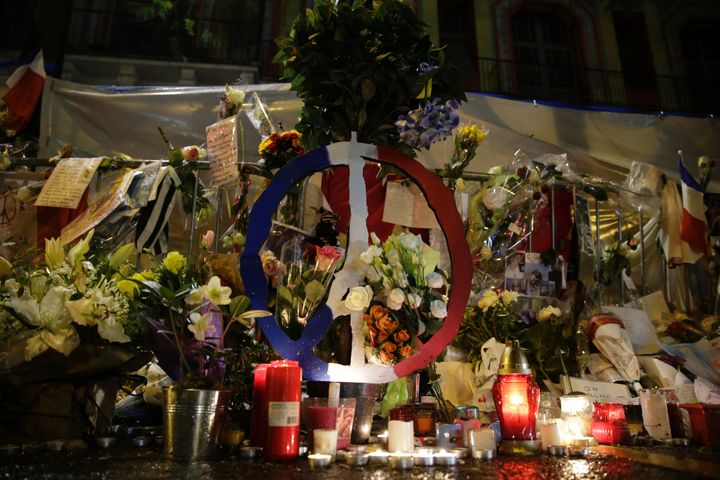 Tributes left outside the Bataclan threatre after the November 13 attack