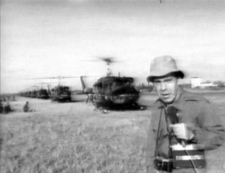 Morley Safer, correspondent for CBS News, reports from the Mekong Delta, Vietnam, during the Vietnam War in 1965. Photo is a