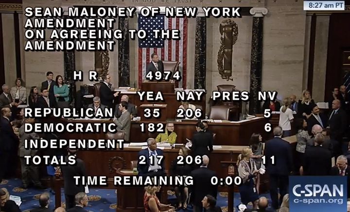 The clock hit zero and the votes were there to pass Maloney's amendment. But GOP leaders held the clock open for several more minutes and persuaded just enough Republicans to switch their votes.