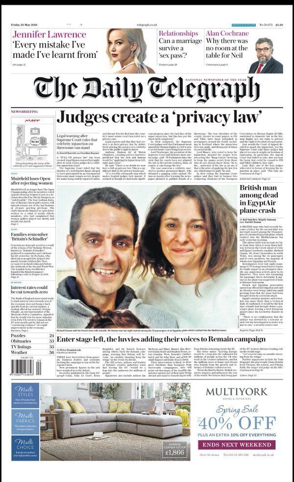 The Telegraph front page