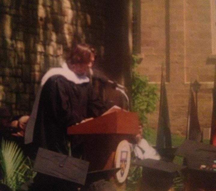 David Foster Wallace speaks at Kenyon College's graduation in 2005. His speech was a crystallization of themes he was exploring in his final novel.