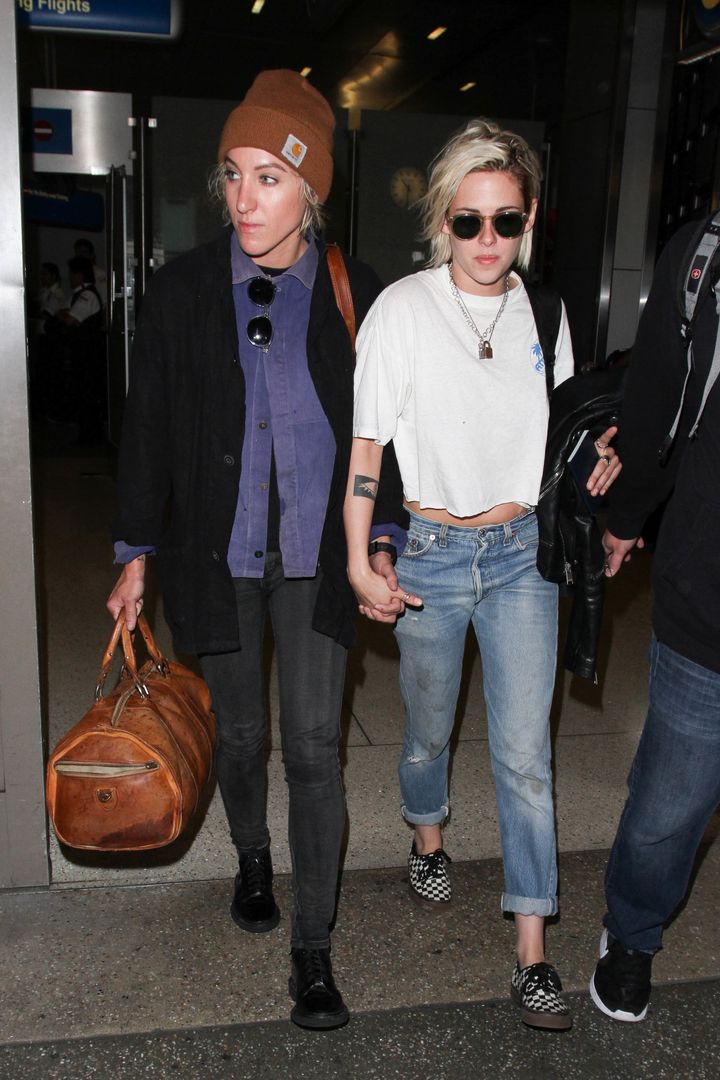 Alicia Cargile and Kristen Stewart are seen at LAX on May 19, 2016, in Los Angeles, California.