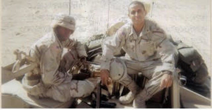 Sangi, right, in Kuwait during Operation Desert Spring in 2001.