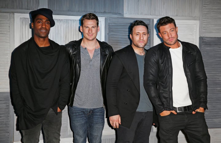 Blue (L-R) Simon Webbe, Lee Ryan, Antony Costa and Duncan James