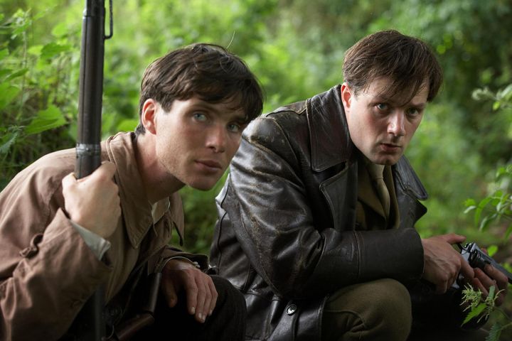 A still from the film The Wind that Shakes the Barley with Padraic Delaney opposite Cillian Murphy