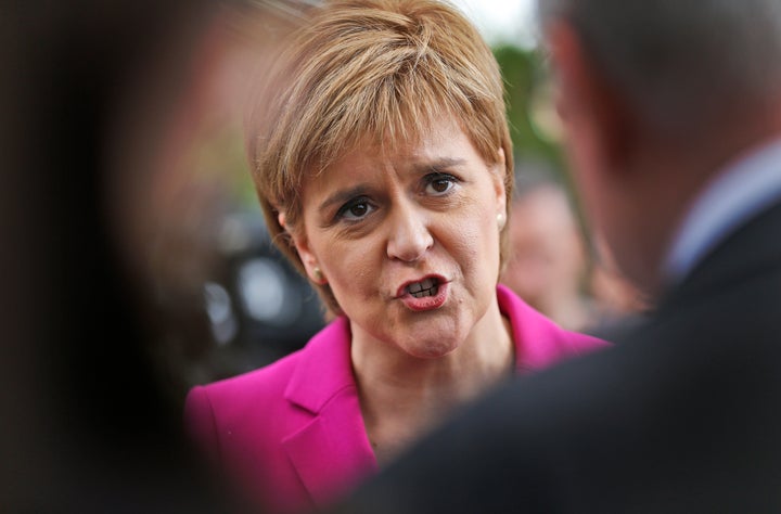 Nicola Sturgeon talks to journalists