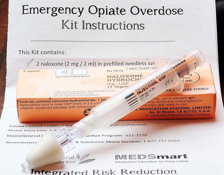 An emergency opiate overdose kit turns the liquid naloxone into a nose spray that helps the person start breathing again.