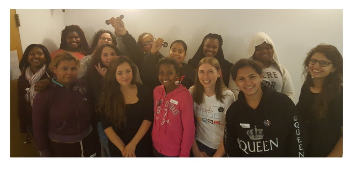 Students in the "Girls Who Code" program at the Brookview House. 