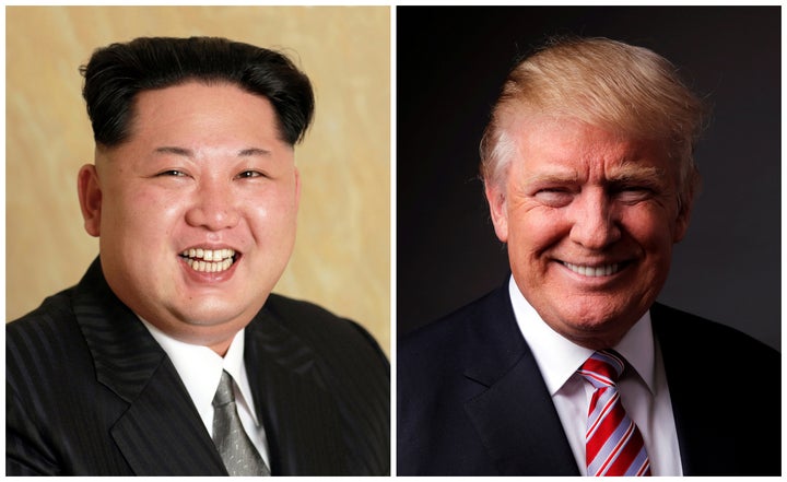 A combination photo shows North Korean leader Kim Jong Un released on May 10, 2016, and Republican U.S. presidential candidate Donald Trump.