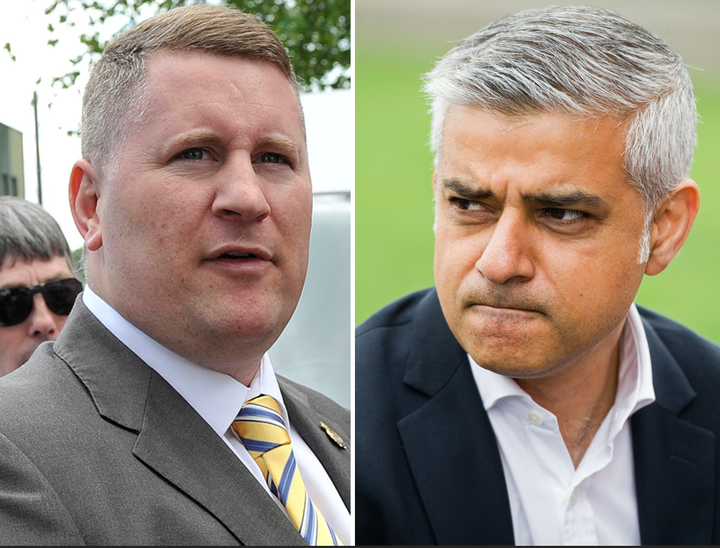 Britain First leader Paul Golding and new Mayor of London Sadiq Khan