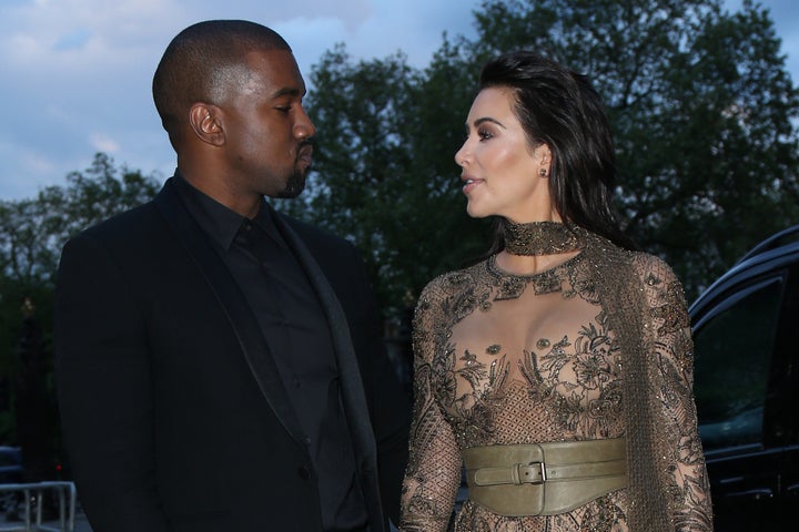 Kim Kardashian West and Kanye West attend the Vogue 100 Gala Dinner at the East Albert Lawn in Kensington Gardens on May 23,