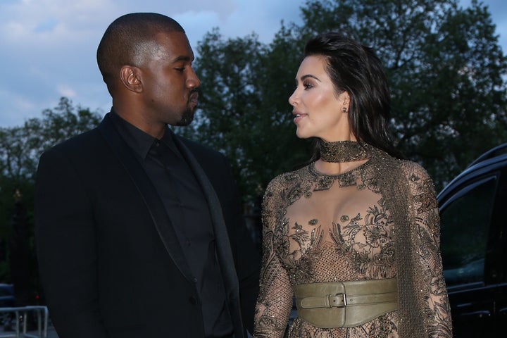 Kim Kardashian West and Kanye West attend the Vogue 100 Gala Dinner at the East Albert Lawn in Kensington Gardens on May 23, 2016 in London, England.