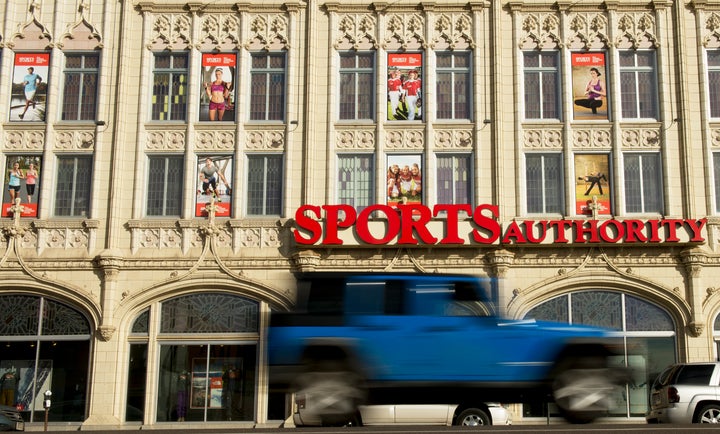 A view of Sports Authority's "Sports Castle" retail space in Denver that is being prepped for closure.