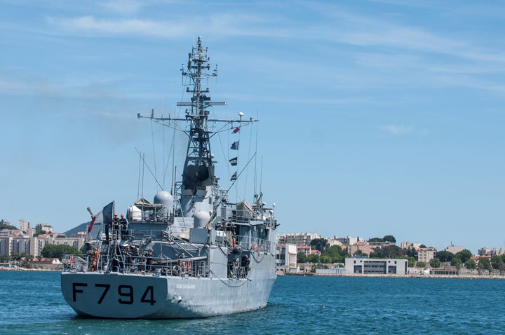 The French Navy's EV Jacoubet is seen leaving the Mediterranean port of Toulon, France, May 20, 2016.