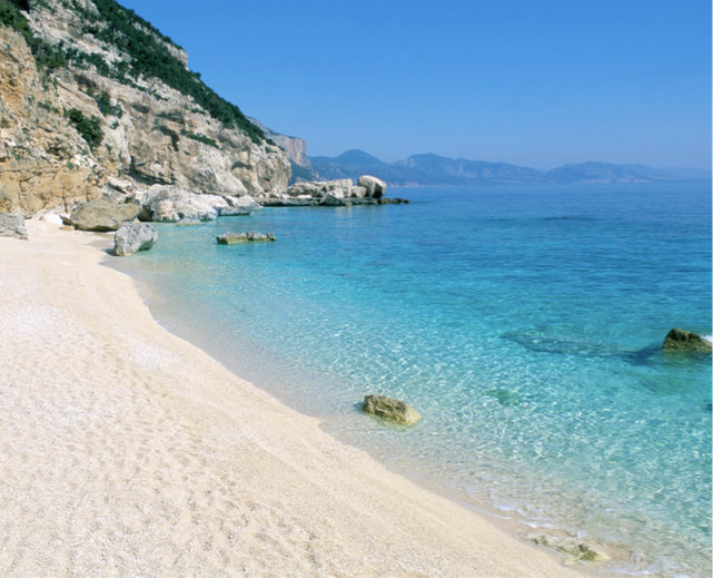 Cala Mariolu and, below, Cala Santa Maria.