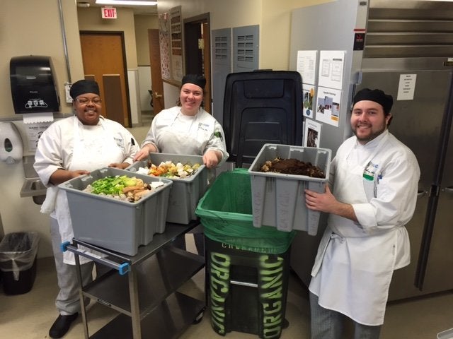 Future chefs at Milwaukee Area Technical College getting rid of food waste.