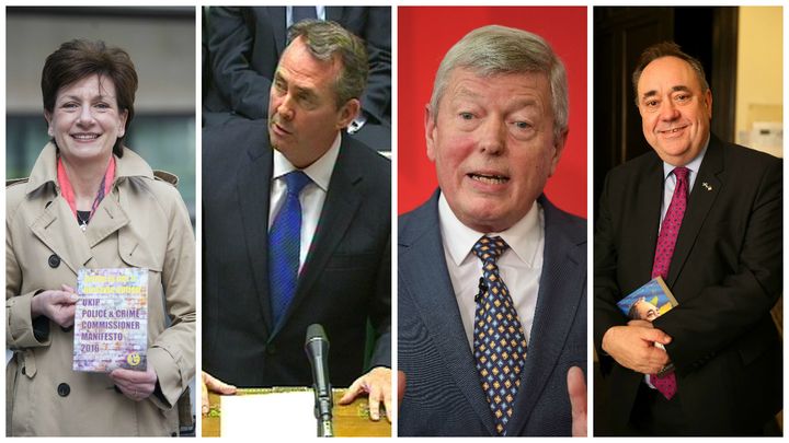 <strong>Left to right: Diane James, Liam Fox, Alan Johnson and Alex Salmond</strong>