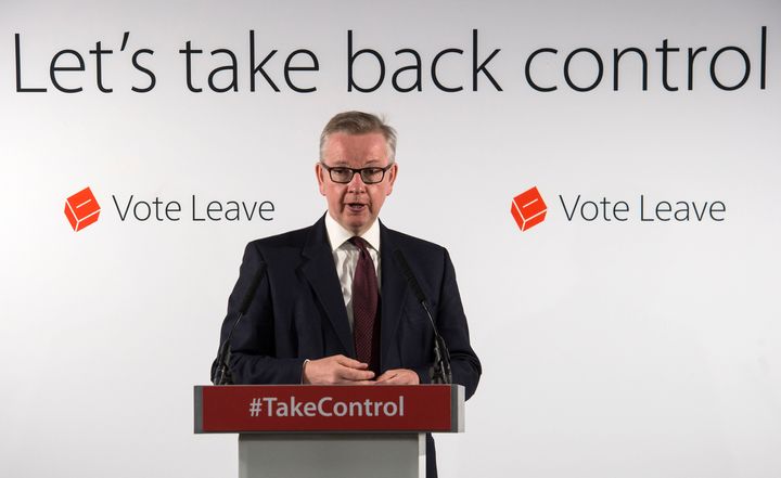 Justice Secretary Michael Gove gives a briefing on the EU as part of the Vote Leave campaign