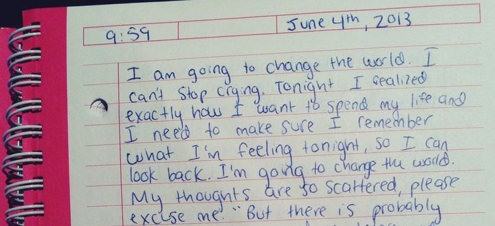 A portion of a diary entry from that fateful night