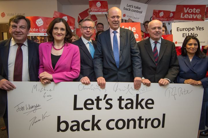 Tory government ministers John Whittingdale, Theresa Villiers, Michael Gove, Chris Grayling, Iain Duncan Smith and Priti Patel, who want to Leave