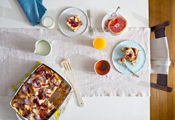 Raspberry and Goat Cheese Breakfast Strata