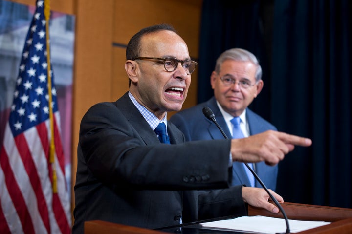 Rep. Luis Gutierrez (D-Ill.) and Sen. Bob Menendez (D-N.J.) railed against a bill that's meant to alleviate Puerto Rico's debt at a May 26, 2016 news conference.