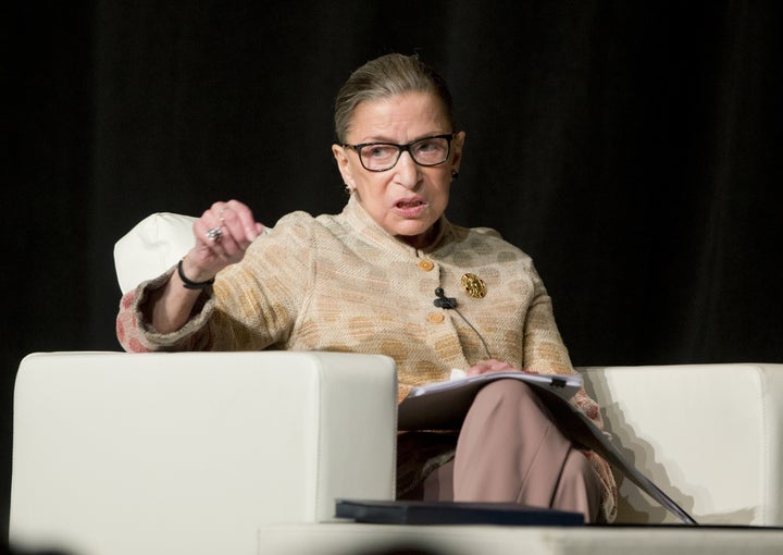 Justice Ruth Bader Ginsburg takes part in a discussion at the U.S. Court of Appeals Second Circuit Judicial Conference on Thursday, May 26, 2016, in New York.