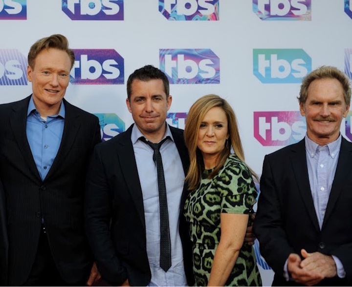 Photo: (From left to right): Conan O’Brien, Jason Jones, Samantha Bee, Jere Burns 