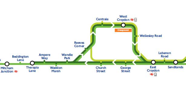 How the central section of the current Tram map looks, which will soon be incorporated into the larger Tube Map