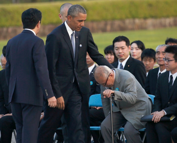 Shigeaki Mori, right, pushed for the names of American POWs killed in the Hiroshima attack to be added to the city's official memorial.