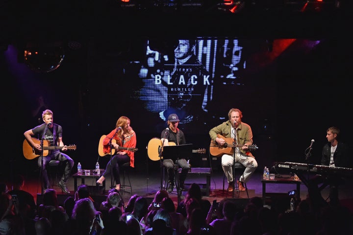 Dierks Bentley, Jessi Alexander, Ross Copperman, Luke Dick and Ashley Gorley perform Last Call Ball: Songs From The Black Album at Highline Ballroom on May 25, 2016 in New York City.