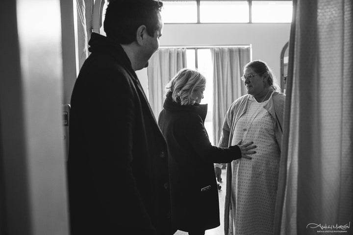 Kate, Didier and Christine on the day she gave birth to their daughter Scarlett.