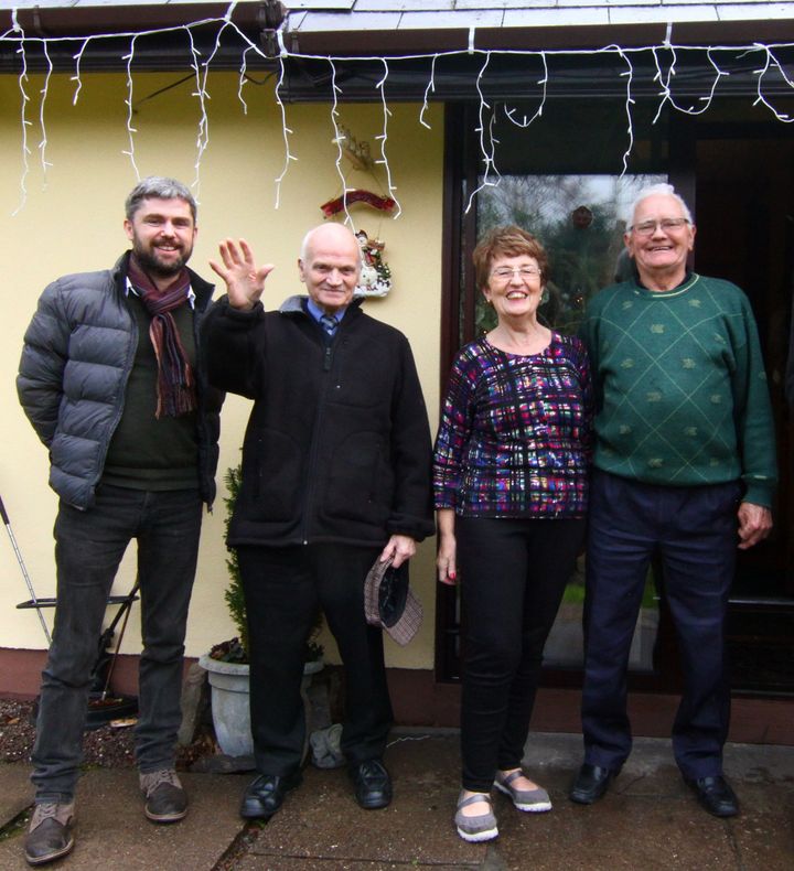Mangan, left, with some of the participants of the pilot project. 