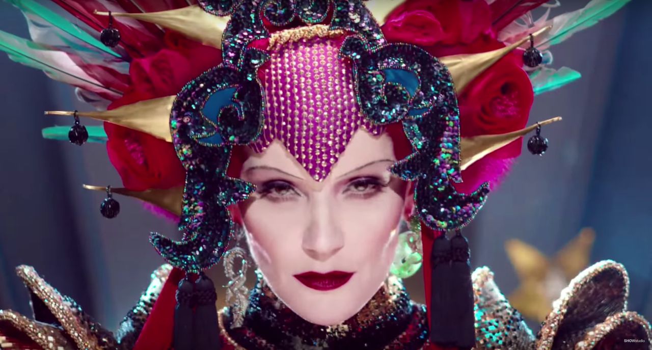 Daphne Guinness in the video for "Evening in Space." 
