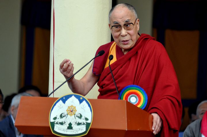 The Dalai Lama delivered a speech during swearing-in ceremony of Tibetan Prime Minister in-exile Lobsang Sangay at the Tsuglagkhang Temple on May 27, 2016 in Dharamsala, India.