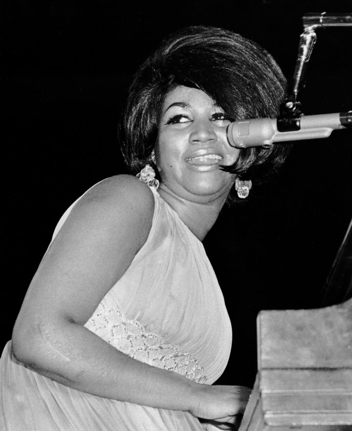 Franklin, whose family was friends with civil rights leader the Rev. Martin Luther King Jr., performs at a benefit concert in New York City in 1968.