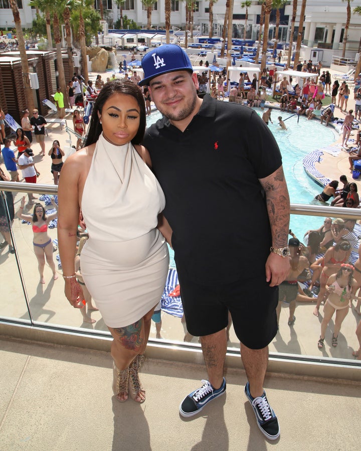 Blac Chyna and Rob Kardashian attend the Sky Beach Club at the Tropicana Las Vegas on May 28, 2016, in Las Vegas.