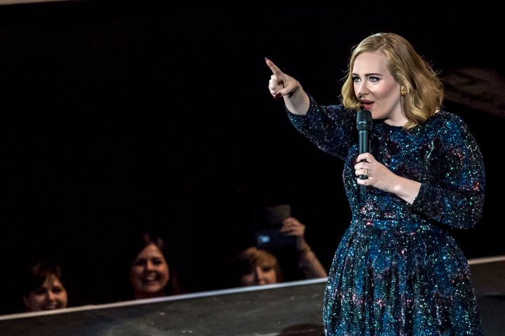 Adele on stage in Verona.