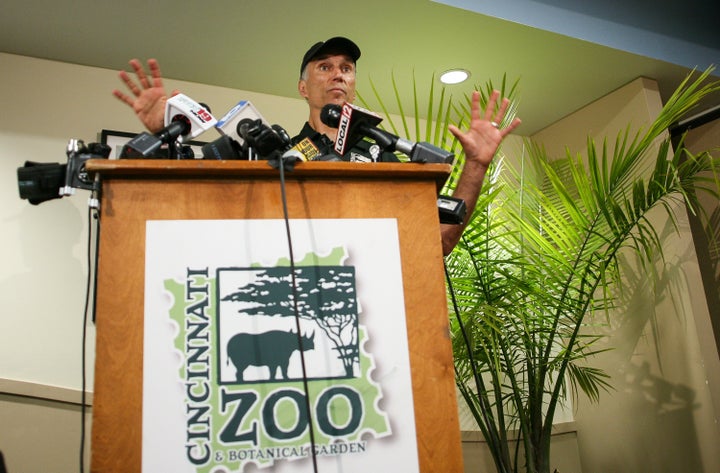 <strong>Thane Maynard, Executive Director of the Cincinnati Zoo and Botanical Gardens, speaks to reporters two days after a boy tumbled into a moat and officials were forced to kill Harambe, a Western lowland gorilla, in Cincinnati, Ohio, U.S. May 30, 2016.</strong>