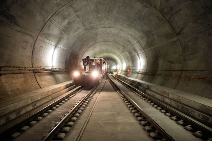 A vehicle inside the tunnel during construction