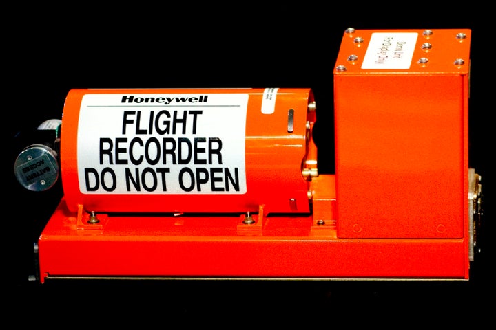 A commercial aircraft cockpit data recorder, or 'black box'