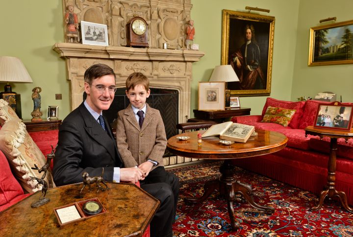 Rees-Mogg with his son, Peter