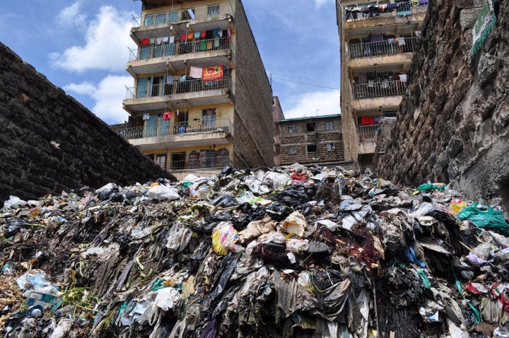 A huge pile of trash in Nairobi's Mathare slum. One function of the crowdsourced map of the slum is to map sites like this so that waste can be better managed.