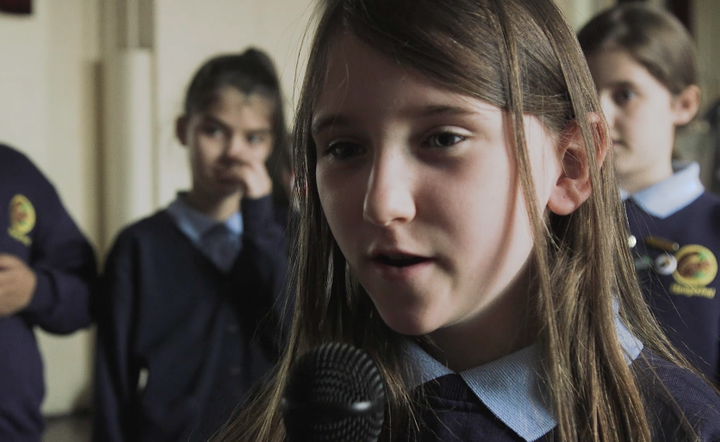 The newsreader was interviewed by school children