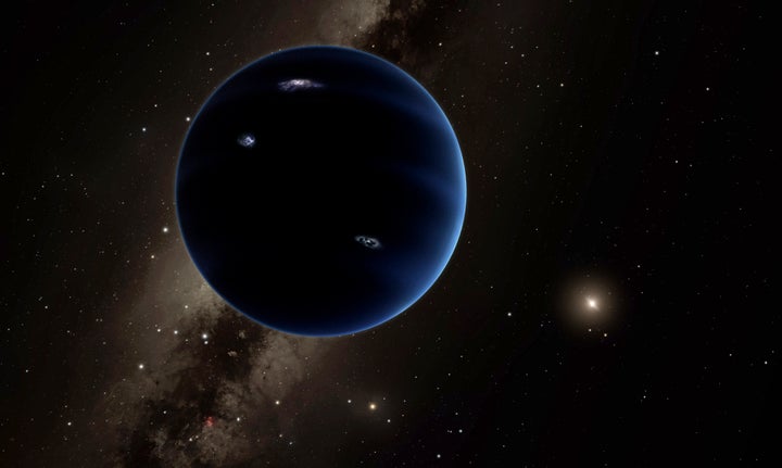 A rendering shows the view from Planet 9 toward the sun. A new theory tries to explain where this potential planet came from.