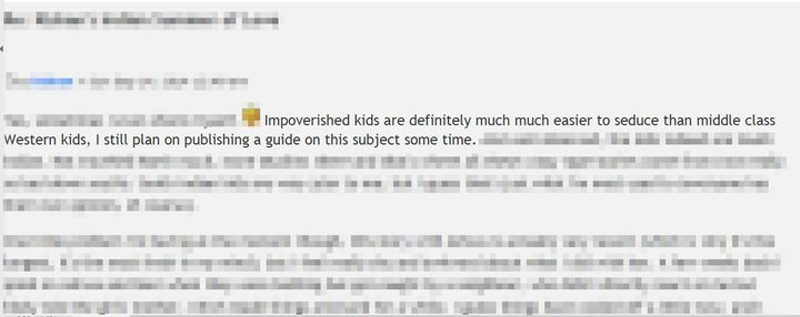 One of the online chat sessions obtained by police where paedophile Richard Huckle casually discussed his abuse of children.
